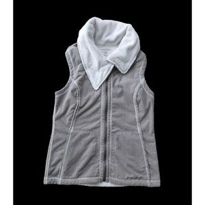 EXOFFICIO Beige & White Soft Fleece Vest - Women's M Full Zip w/ Pockets